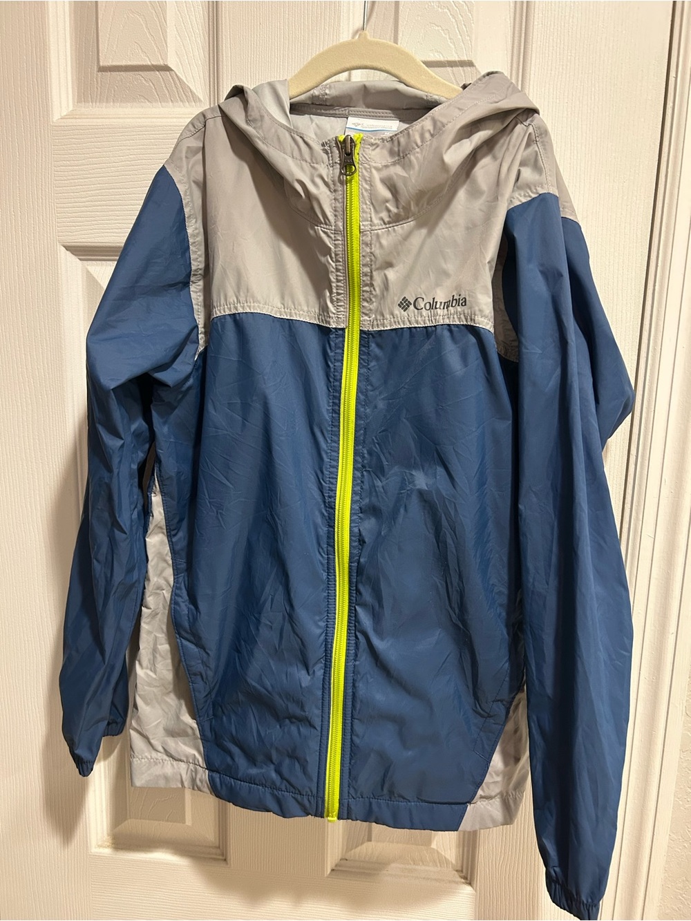 Columbia Kids Blue & Gray Hooded Windbreaker Rain Jacket